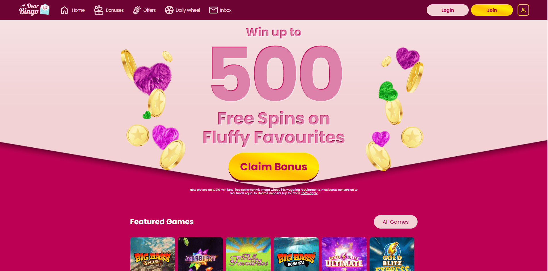 Dear Bingo home page