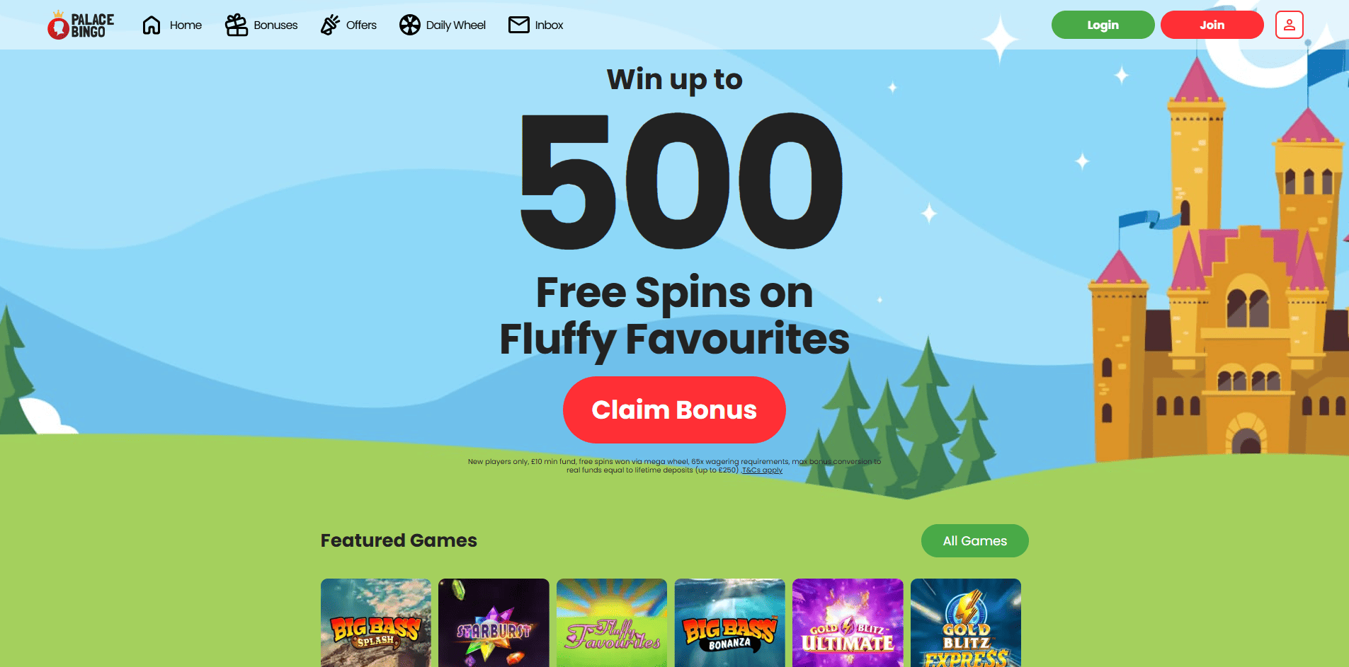 palace bingo home page