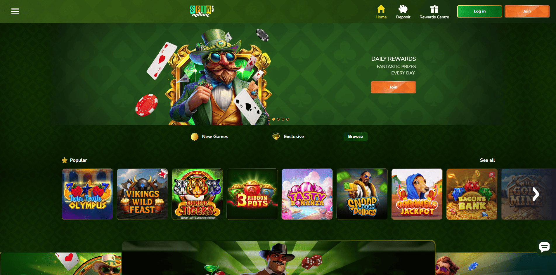 Spin Million homepage