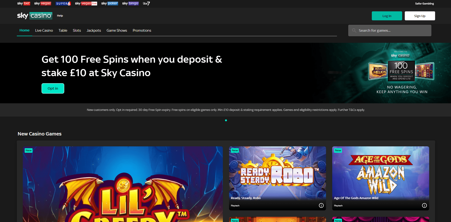 sky casino home